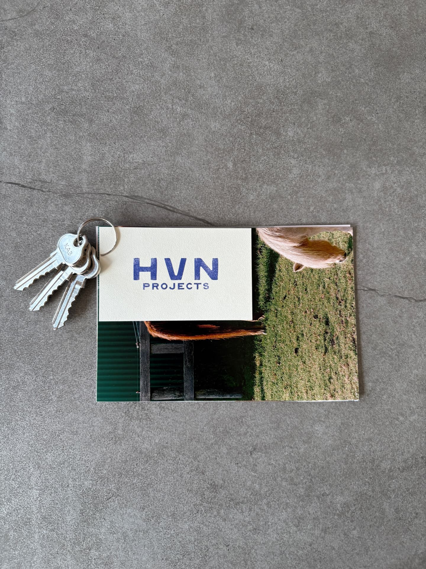 HVN Projects brand card and keyring